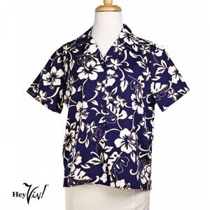 Vintage Womens Hilo Hattie Hawaiian Shirt Cotton Tropical Print Size M - Hey Viv